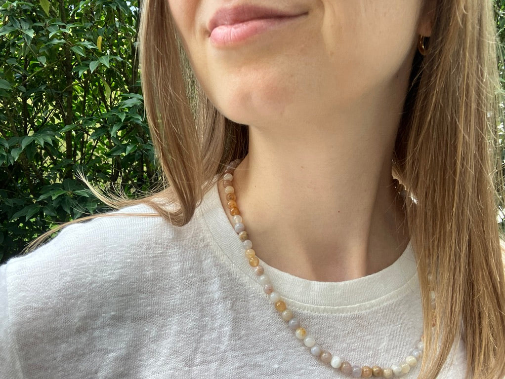 Moon Sky - Agate and Labradorite Bead Necklace