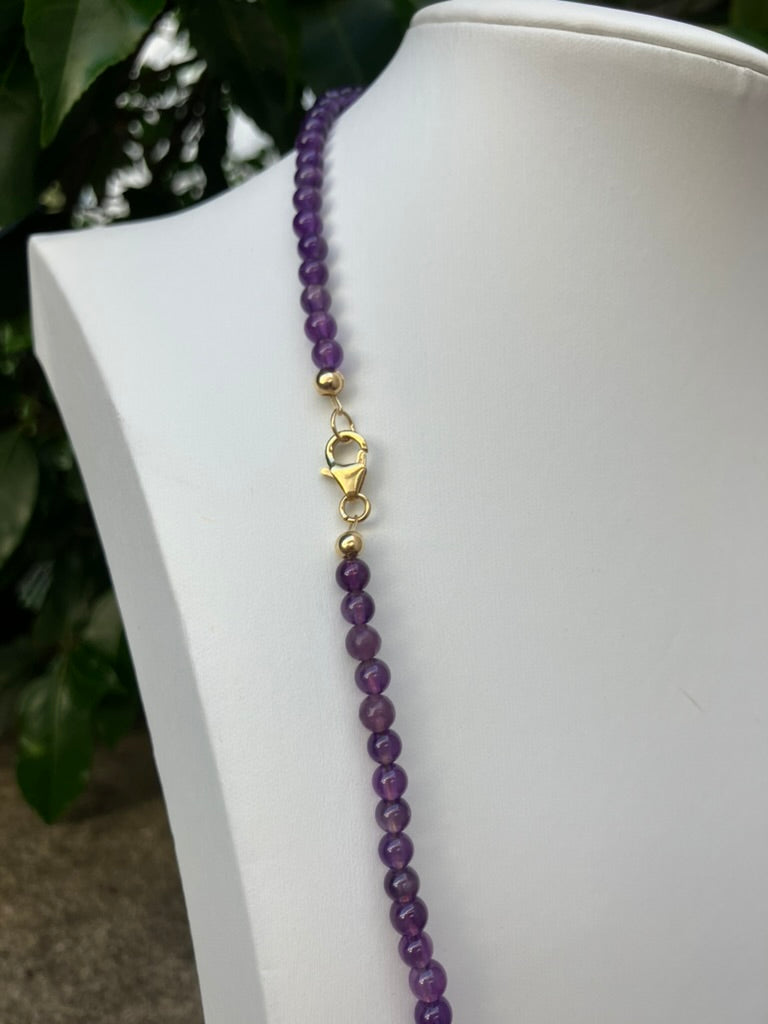 Purple Drift - Amethyst, Lepidolite & Jade (mini) Bead Necklace