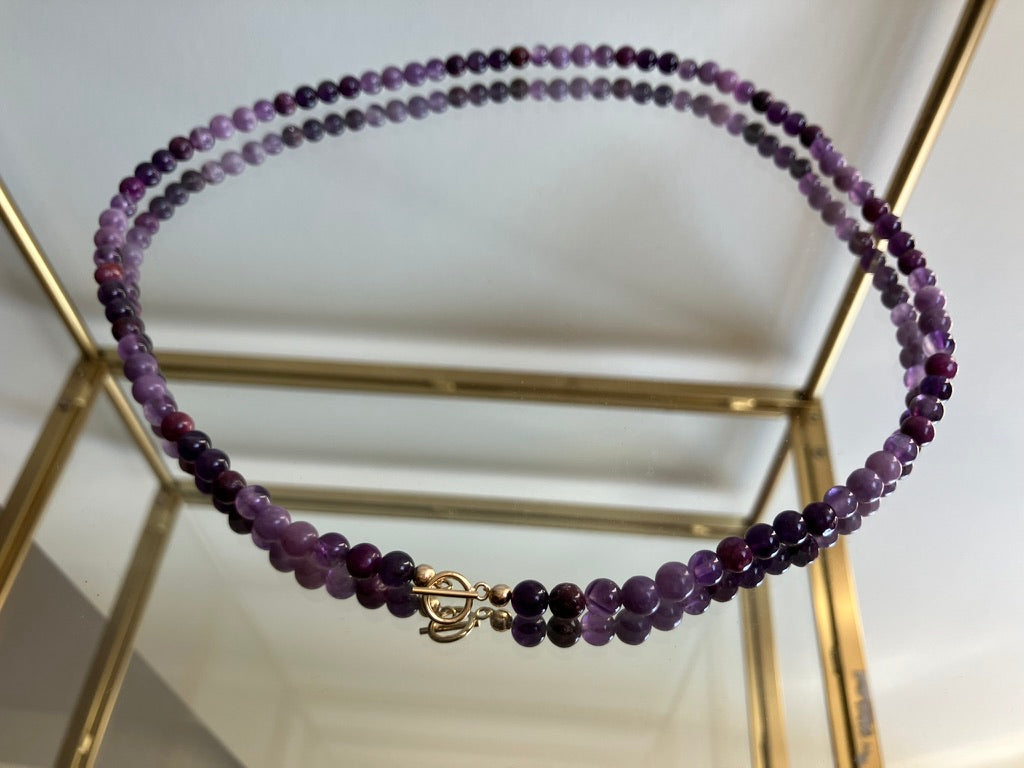 Purple Dream - Amethyst, Lepidolite & Jade Bead Necklace