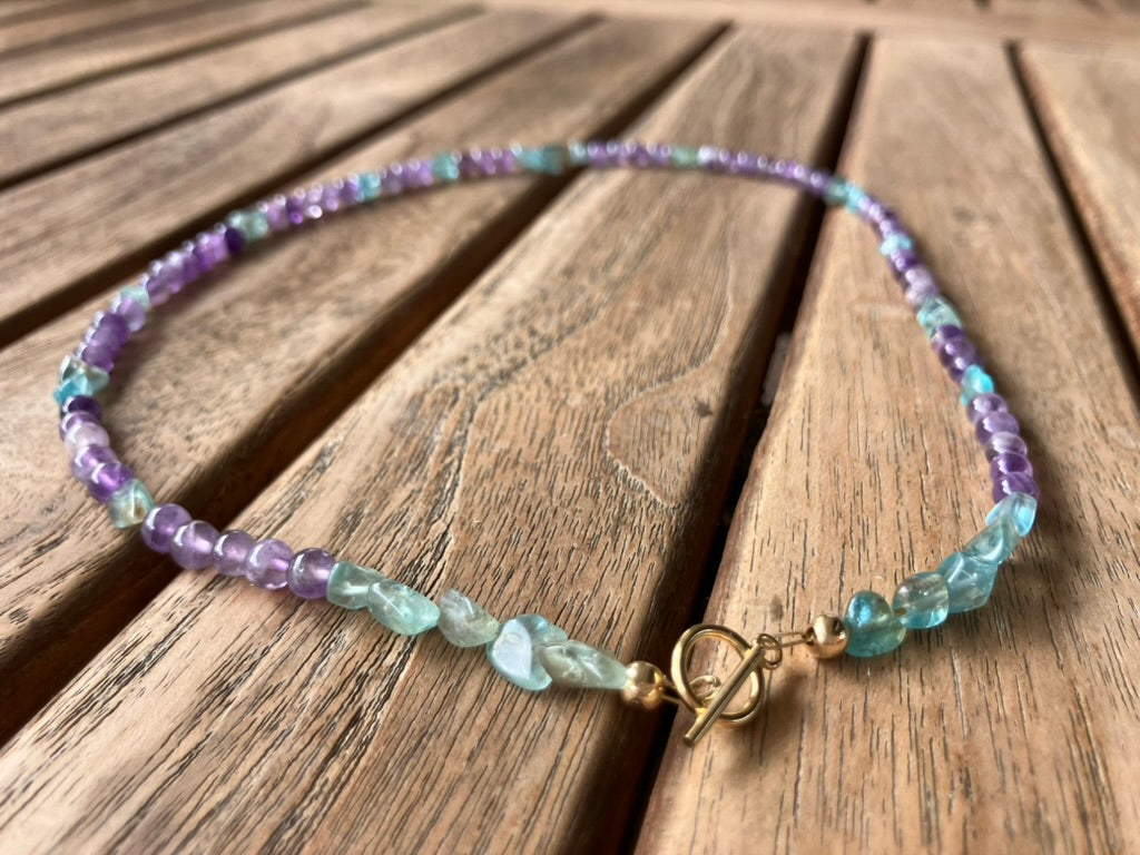 Bluebell - Amethyst and Apatite Bead Necklace