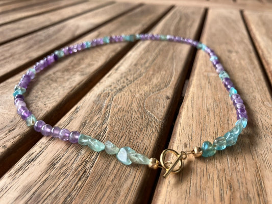 Bluebell - Amethyst and Apatite Bead Necklace