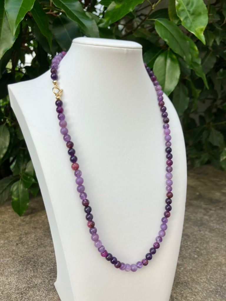 Purple Dream - Amethyst, Lepidolite & Jade Bead Necklace