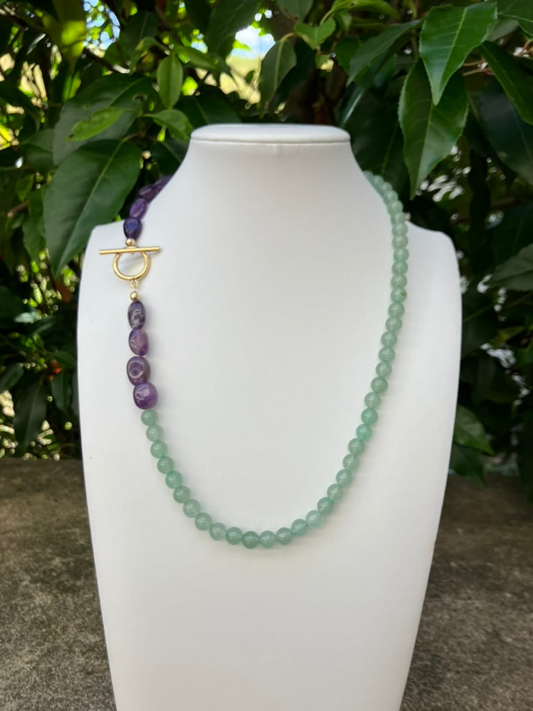 Lavender Field – Aventurine & Amethyst Bead Necklace