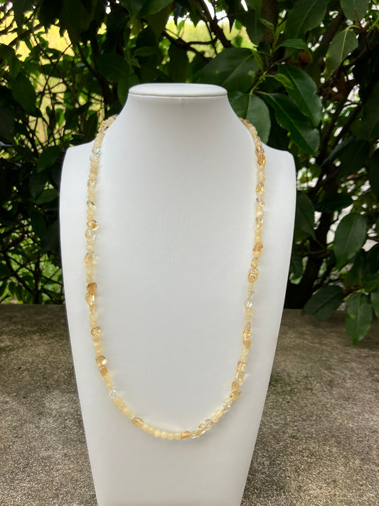 Golden Bloom – Citrine & Ambronite Bead Necklace