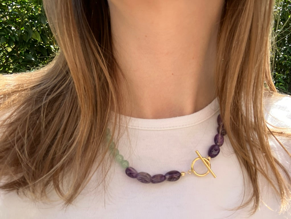 Lavender Field – Aventurine & Amethyst Bead Necklace