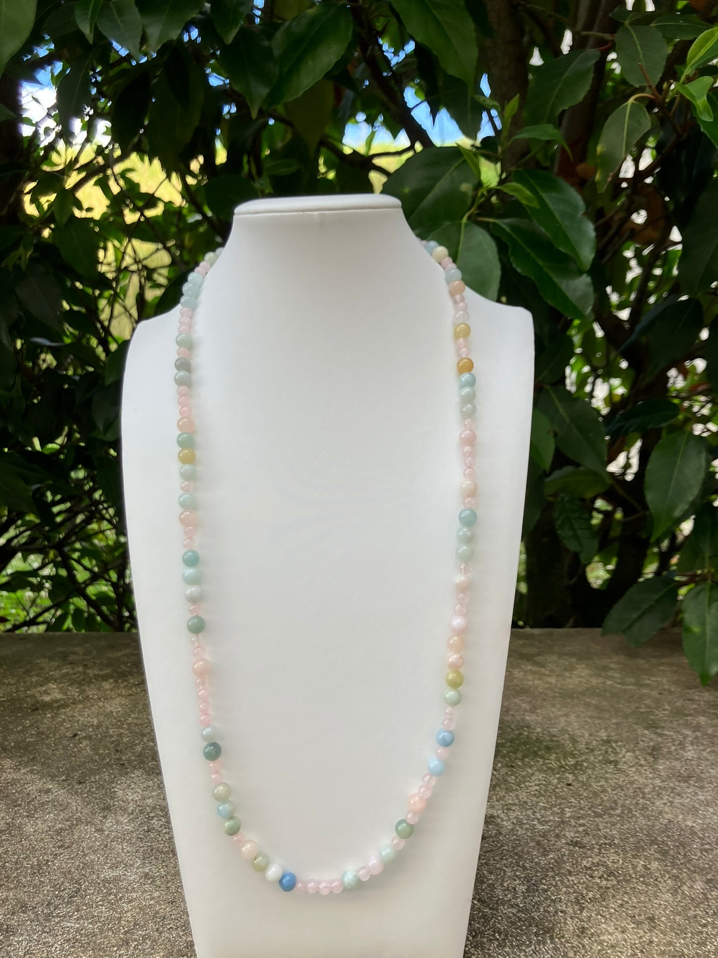 Pastel Meadow - Beryl & Rose Quartz Bead Necklace