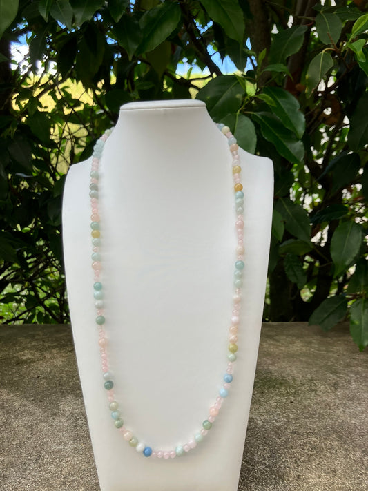 Pastel Meadow - Beryl & Rose Quartz Bead Necklace