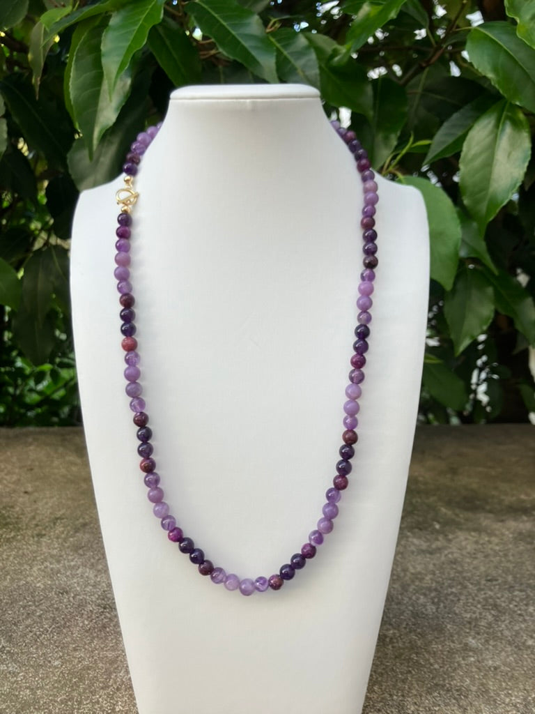 Purple Dream - Amethyst, Lepidolite & Jade Bead Necklace