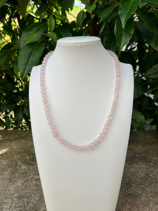 Pink Wing - Rose Quartz and Apatite Bead Necklace