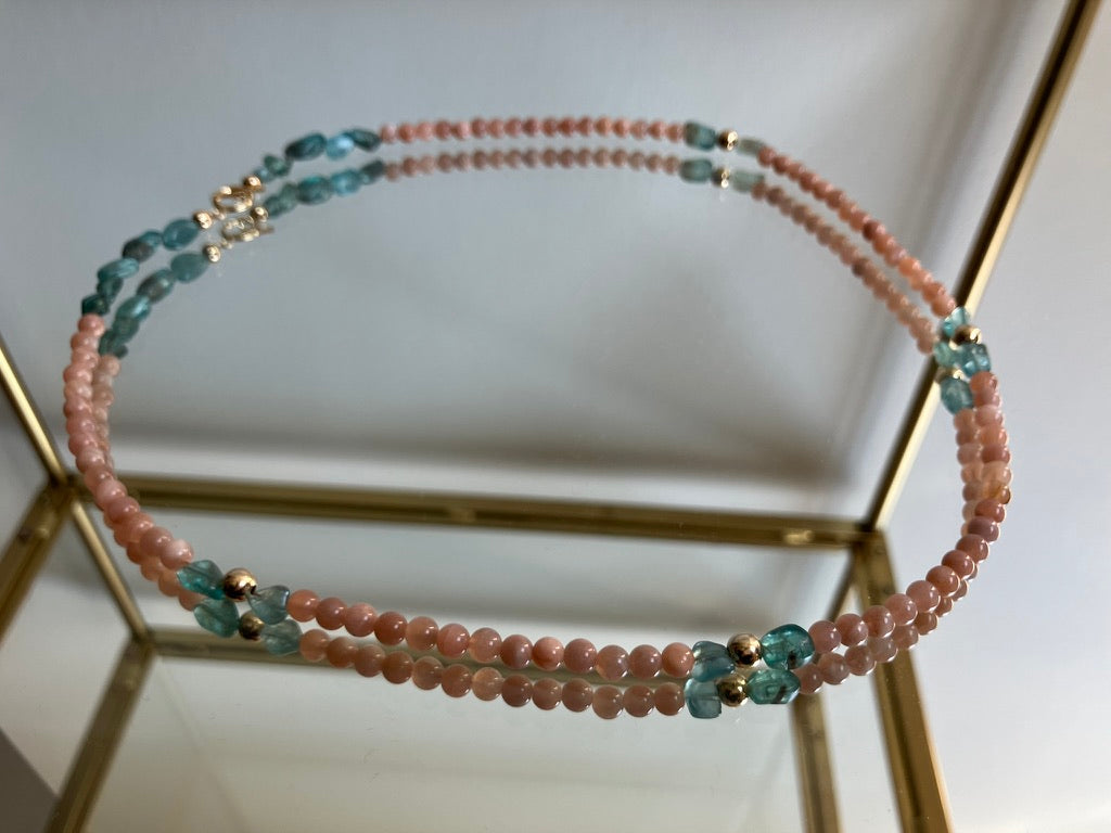 Ocean Fire - Sunstone & Apatite Bead Necklace