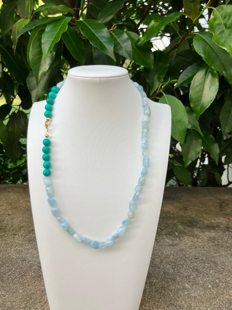 Azure Celeste – Aquamarine & Turquoise Bead Necklace