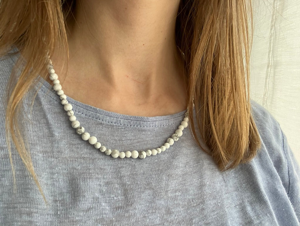 Stone Lily - Howlite Bead Necklace