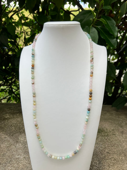 Petal Light - Amazonite & Rose Quartz Bead Necklace