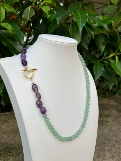Lavender Field – Aventurine & Amethyst Bead Necklace