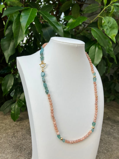 Ocean Fire - Sunstone & Apatite Bead Necklace