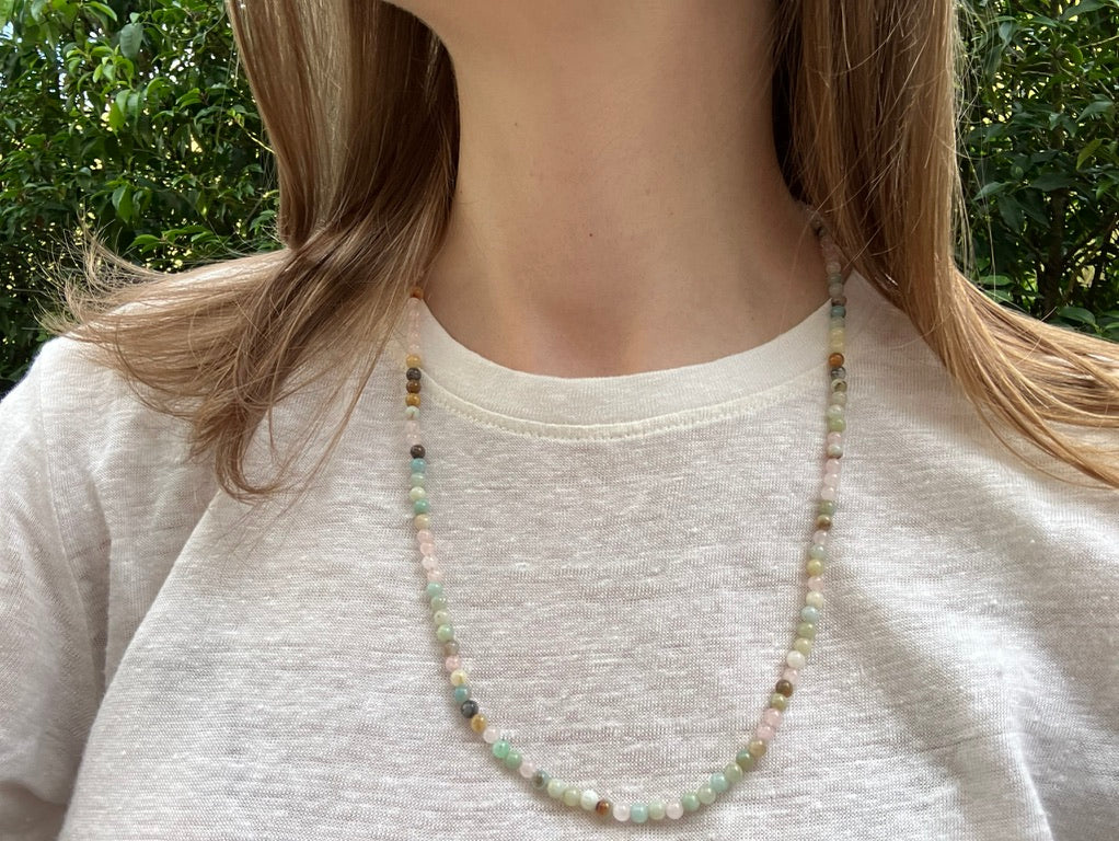 Petal Light - Amazonite & Rose Quartz Bead Necklace