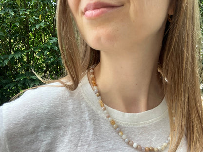 Moon Sky - Agate and Labradorite Bead Necklace