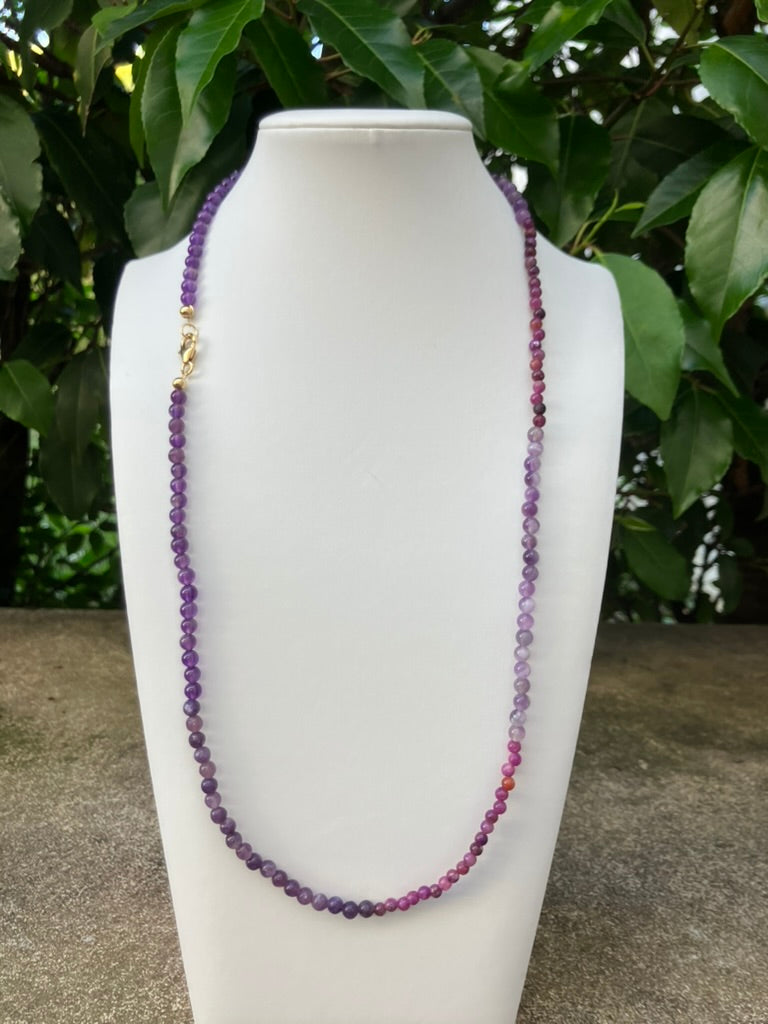 Purple Drift - Amethyst, Lepidolite & Jade (mini) Bead Necklace