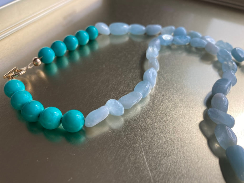 Azure Celeste – Aquamarine & Turquoise Bead Necklace