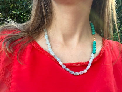 Azure Celeste – Aquamarine & Turquoise Bead Necklace