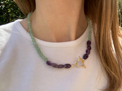 Lavender Field – Aventurine & Amethyst Bead Necklace