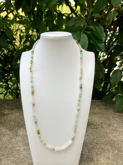 Petal Light - Amazonite & Rose Quartz Bead Necklace
