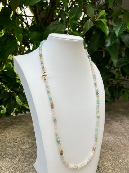 Petal Light - Amazonite & Rose Quartz Bead Necklace