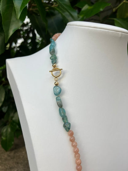 Ocean Fire - Sunstone & Apatite Bead Necklace