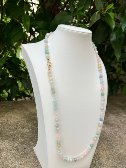 Pastel Meadow - Beryl & Rose Quartz Bead Necklace