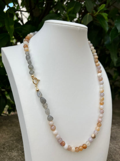 Moon Sky - Agate and Labradorite Bead Necklace