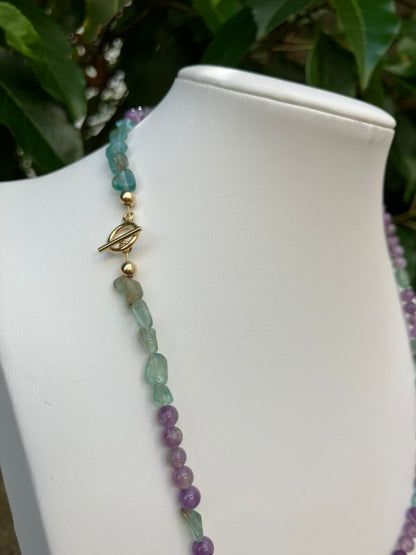 Bluebell - Amethyst and Apatite Bead Necklace