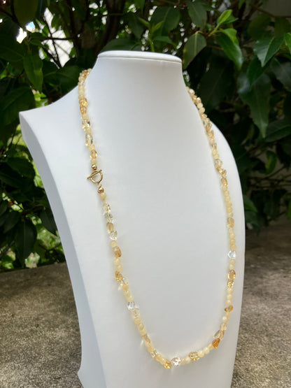 Golden Bloom – Citrine & Ambronite Bead Necklace