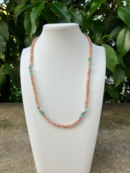 Ocean Fire - Sunstone & Apatite Bead Necklace