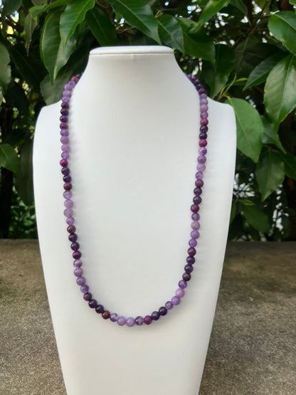 Purple Dream - Amethyst, Lepidolite & Jade Bead Necklace