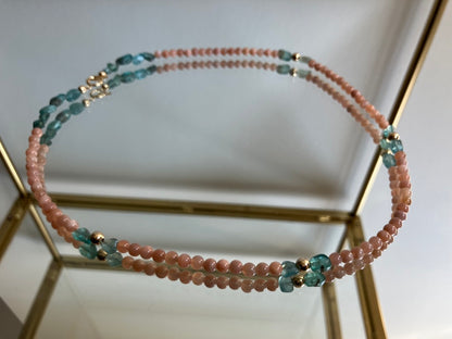 Ocean Fire - Sunstone & Apatite Bead Necklace