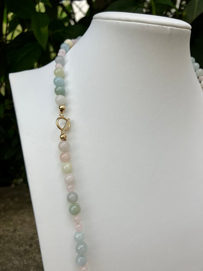 Pastel Meadow - Beryl & Rose Quartz Bead Necklace