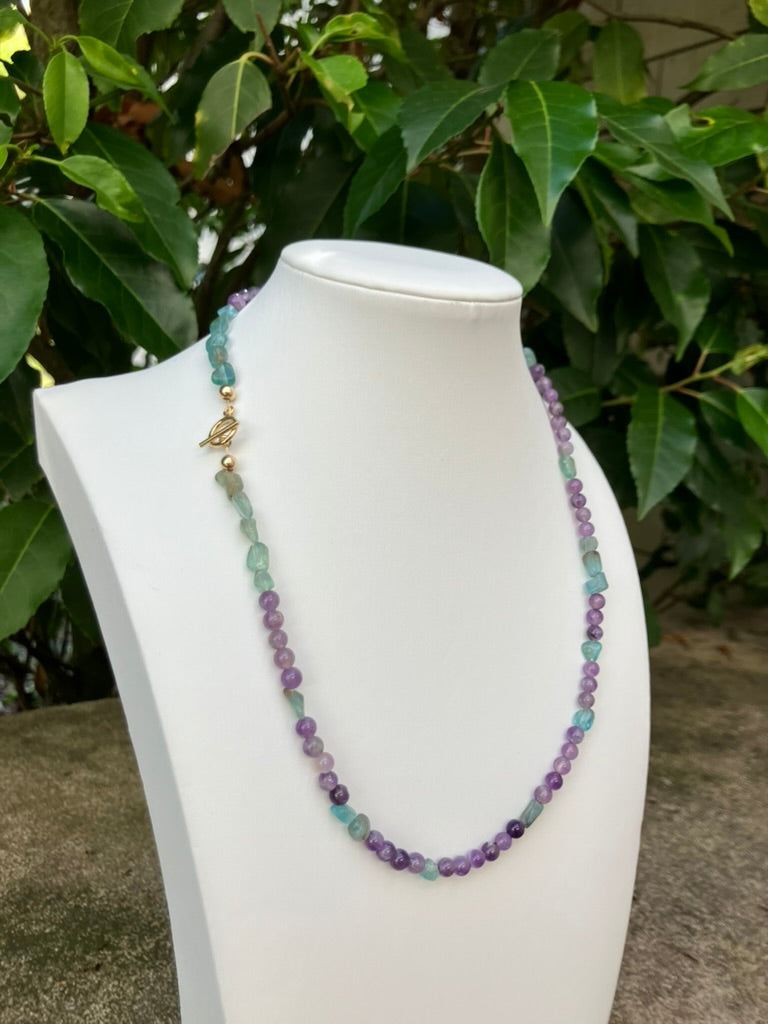 Bluebell - Amethyst and Apatite Bead Necklace