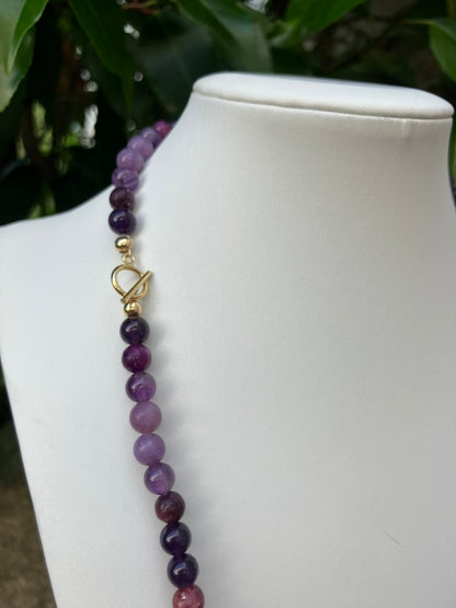 Purple Dream - Amethyst, Lepidolite & Jade Bead Necklace