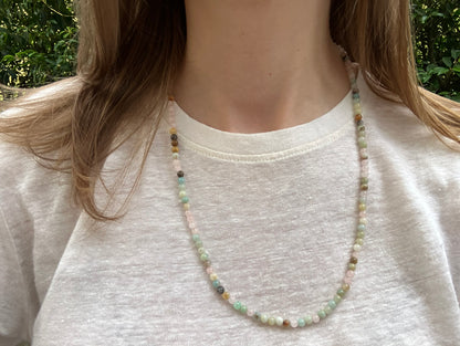 Petal Light - Amazonite & Rose Quartz Bead Necklace