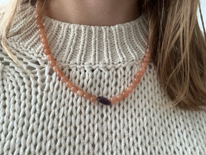 Solar Spell – Sunstone & Amethyst Bead Necklace