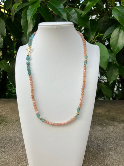 Ocean Fire - Sunstone & Apatite Bead Necklace