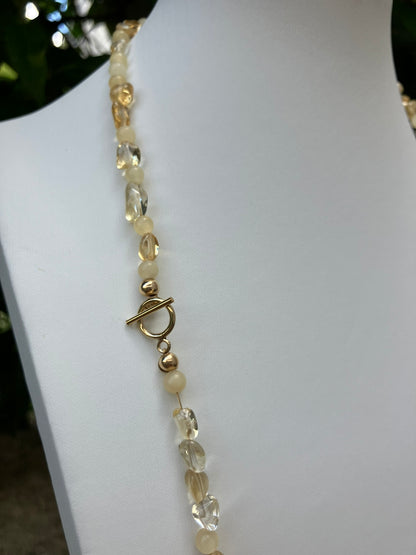Golden Bloom – Citrine & Ambronite Bead Necklace