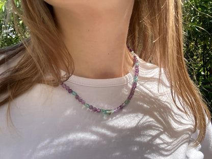 Bluebell - Amethyst and Apatite Bead Necklace